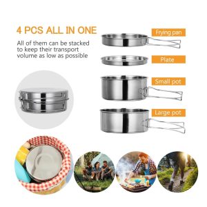 Outdoor Stainless-Steel Camping Cookware Set（户外不锈钢野营炊具套装）